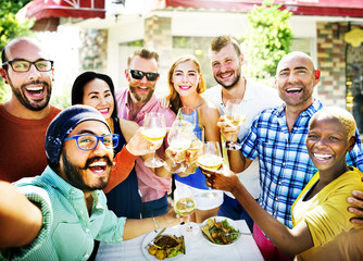 Diverse People Friends Hanging Out Drinking Concept