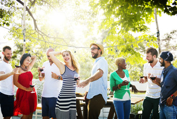 Diverse People Friends Hanging Out Drinking Concept