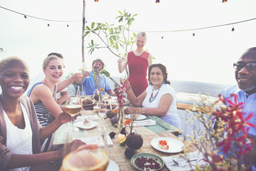 Diverse People Cheers Celebration Food Concept