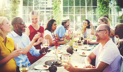 Diverse People Luncheon Outdoors Hanging out Concept