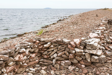 Beach stone wall