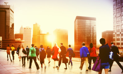 Obraz premium Commuter Business District Walking Corporate Cityscape Concept