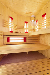 Modern Finnish sauna interior