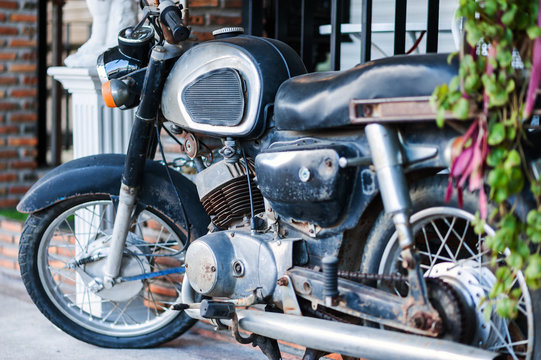 Old motorcycle in vintage place