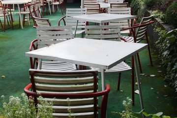 Outdoor cafe in the autumn time