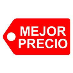 Icono etiqueta texto MEJOR PRECIO rojo