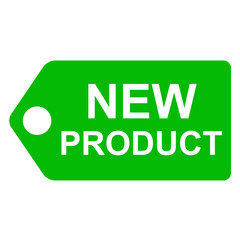 Icono etiqueta texto NEW PRODUCT verde
