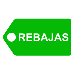 Icono etiqueta texto REBAJAS verde