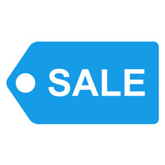 Icono etiqueta texto SALE azul