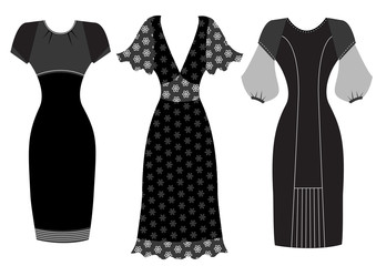 Dresses.Vector woman clothes isolated on white