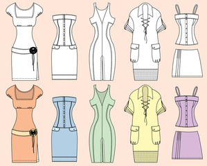 Vector woman dresses isolated for design
