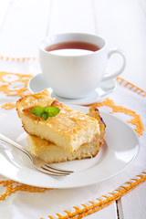 Slices of homemade cheesecake