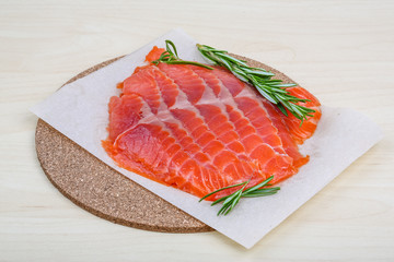 Sliced salmon