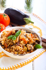 Rice with stewed vegetables