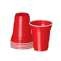 Party red plastic cup isolated on white background