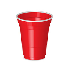 Party red plastic cup isolated on white background