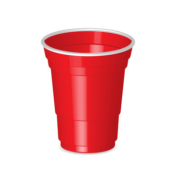 Party Red Plastic Cup Isolated On White Background