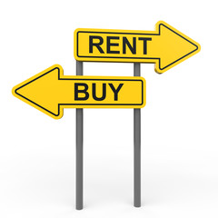 3D buy or rent arrow sign board