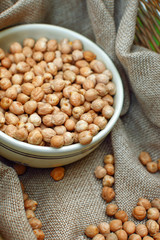Chickpeas in a white cup