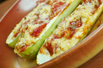 Baked zucchini boats and minced