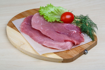 Raw pork schnitzel
