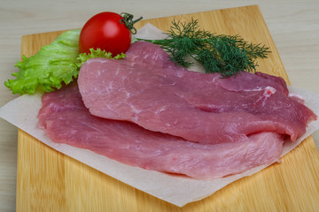 Raw pork schnitzel