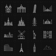 16 flat landmark icons