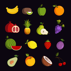 Modern fruit vector icon set