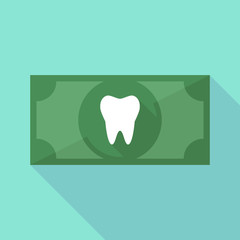 Long shadow banknote icon with a tooth