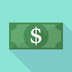 Long shadow banknote icon with a dollar sign