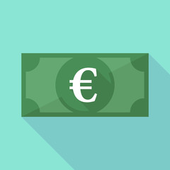 Long shadow banknote icon with an euro sign