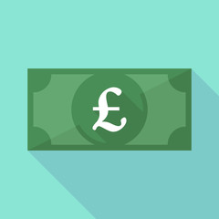 Long shadow banknote icon with a pound sign