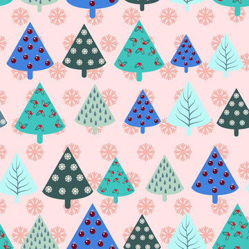 Christmas trees seamless pattern © margolana