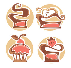 Vector collection of cakes images, symbols and emblems