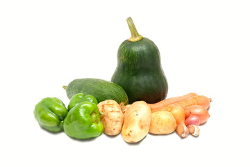 Vegetable collection isolated on a white background.