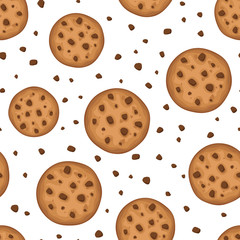 Seamless background with cookies. Vector illustration. - obrazy, fototapety, plakaty