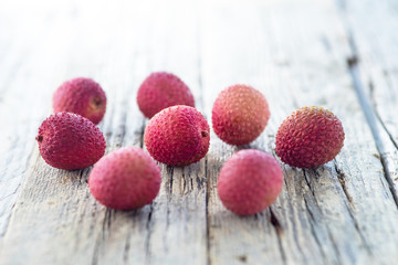Assortment of tasty and fresh litchi exotic fruits