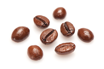 Coffee beans isolated on the white background