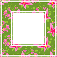 Fototapeta na wymiar pink flowers border