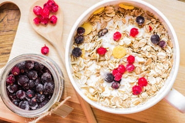 Berries in a bowl of muesli