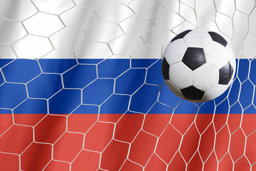 Russia flag with championship soccer ball