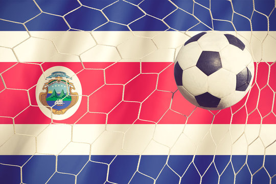Costarica flag and soccer ball vintage color