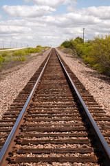 Fototapeta na wymiar Railroad Tracks Locomotive Transport Line Texas Transportation