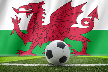 Wales flag and soccer ball