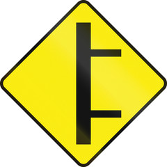 Irish road warning sign - T-Intersection ahead