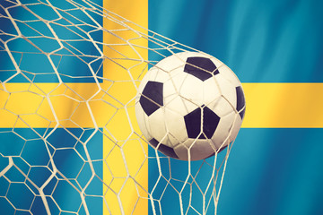 Naklejka premium Sweden soccer ball vintage color