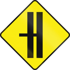 Irish road warning sign - Divided highway intersection ahead