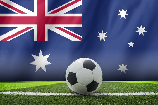 Soccer Ball And Australian  Flag