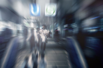 Fototapeta na wymiar Passenger in the subway station in Munich, Germany.