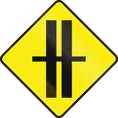 Irish road warning sign - Divided highway intersection ahead